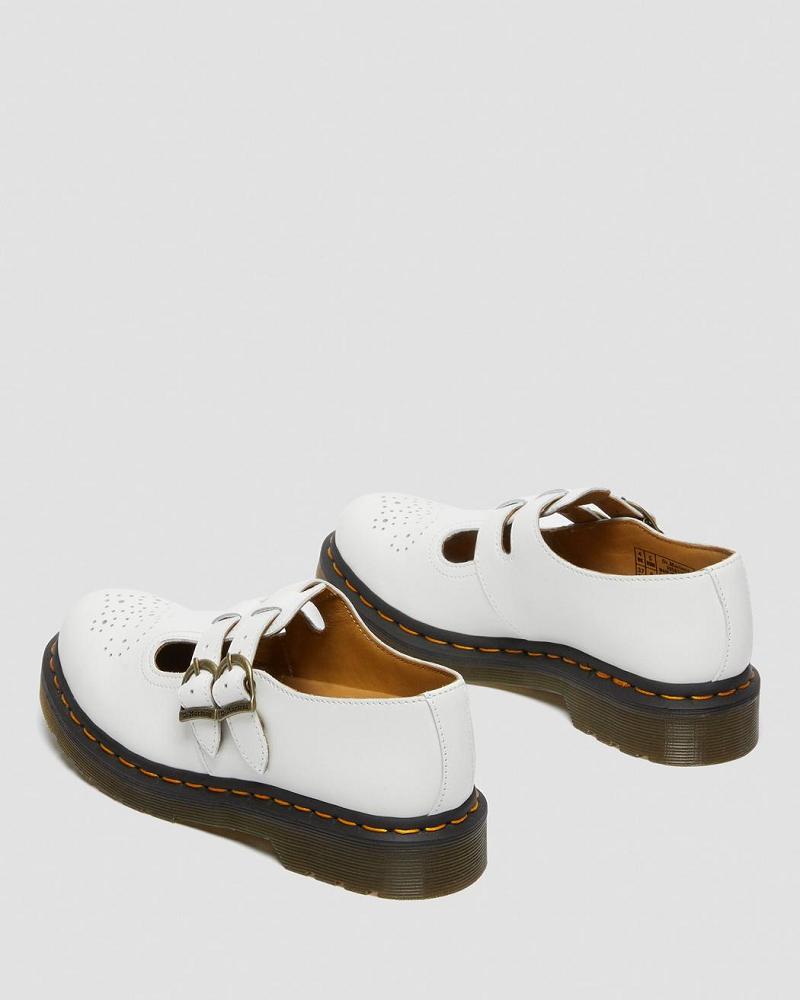 White Women's Dr Martens 8065 Smooth Leather Mary Jane Shoes | CA 333KOR